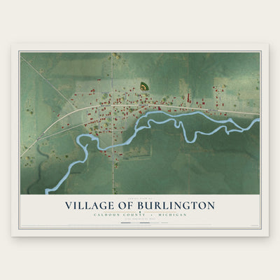 Burlington, Michigan map print, the full design