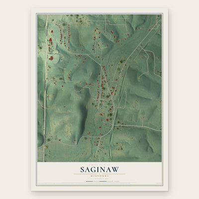 Saginaw, Missouri map print, the full design