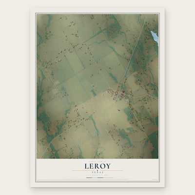 Leroy, Texas map print, the full design