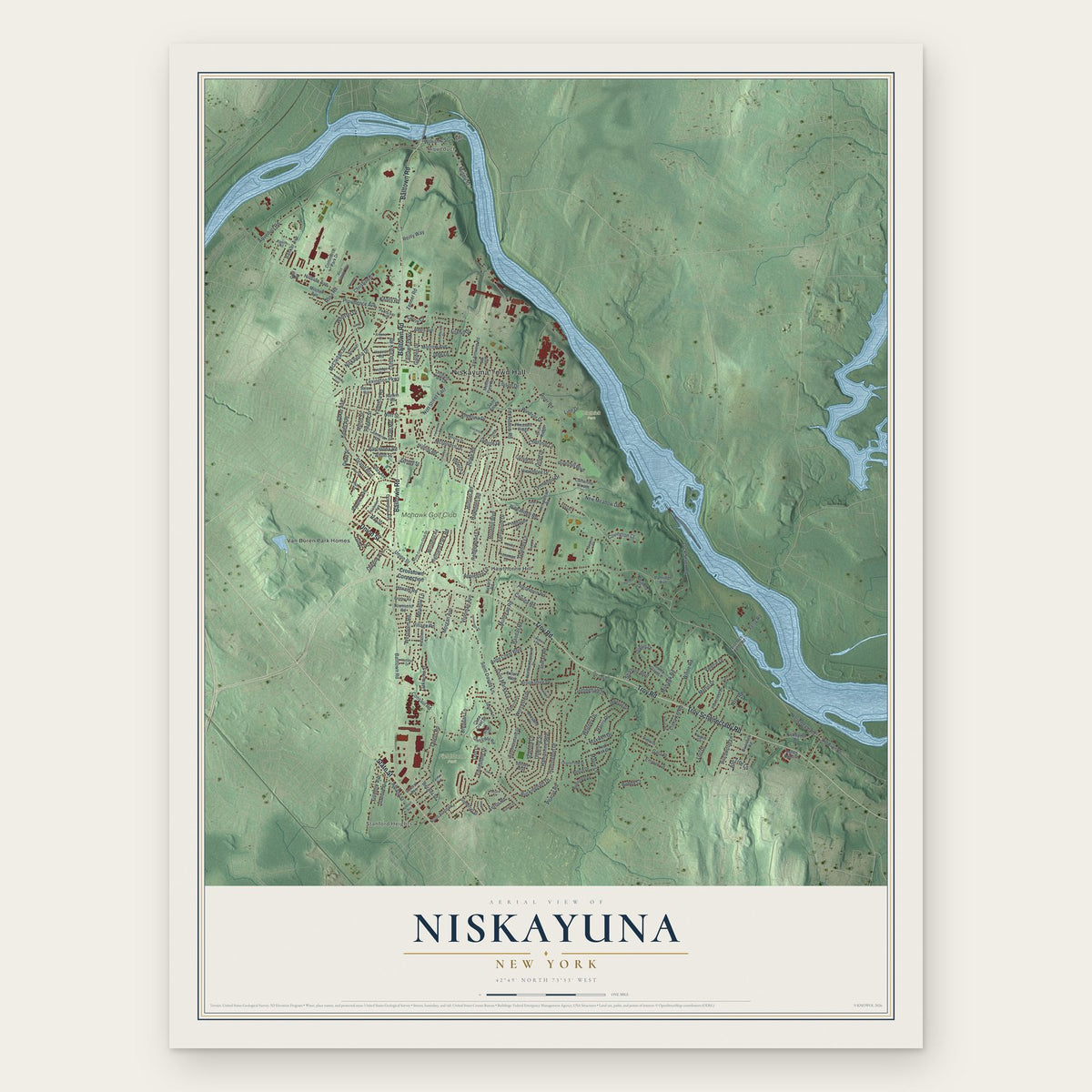 Niskayuna, New York map print, the full design