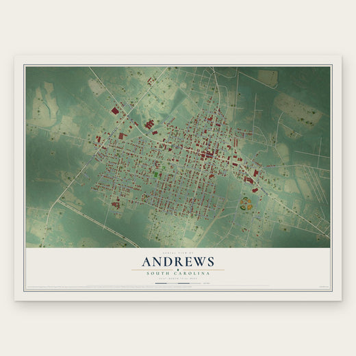 Andrews, South Carolina map print, the full design