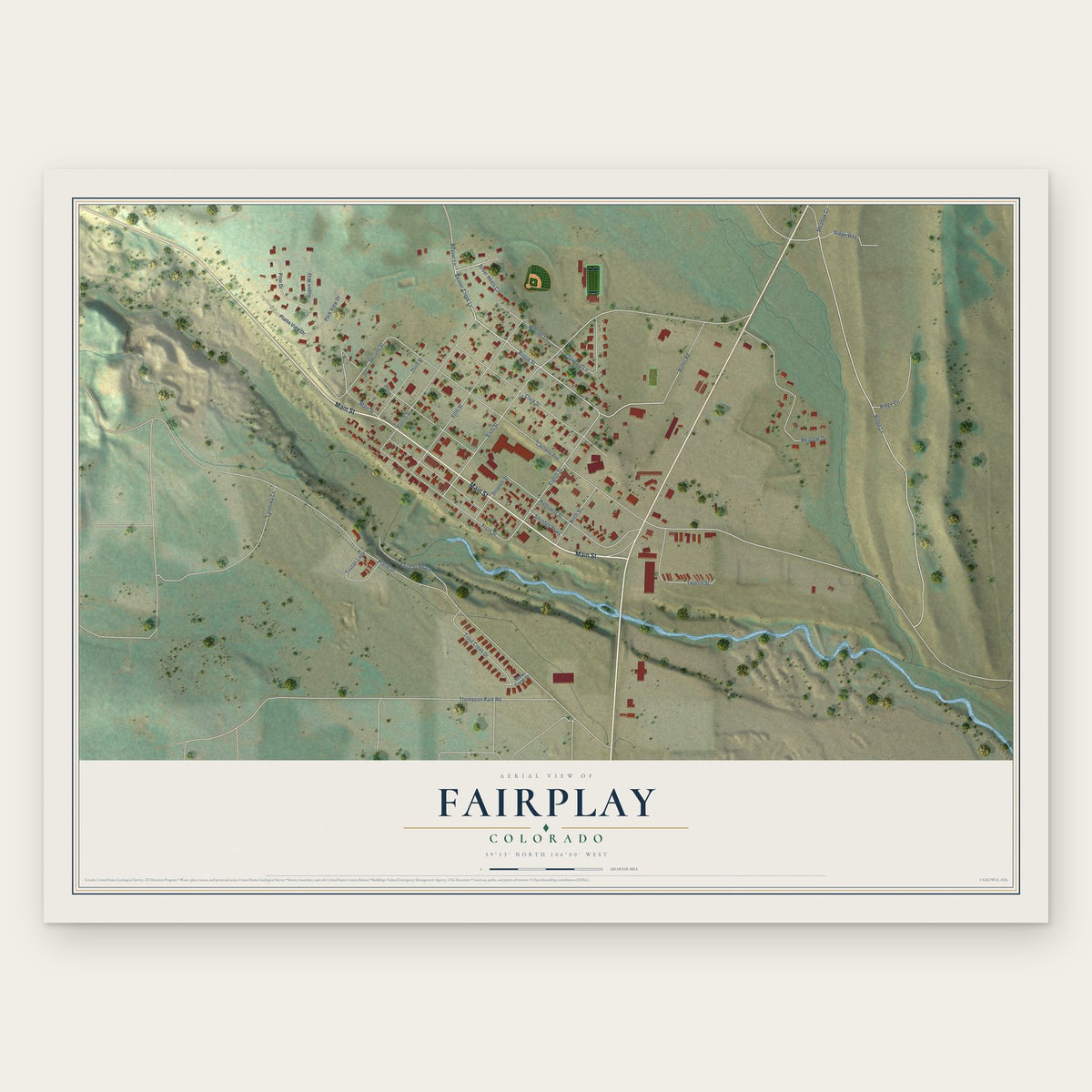 Fairplay, Colorado map print, the full design