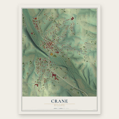 Crane, Missouri map print, the full design