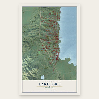Lakeport, California map print, the full design