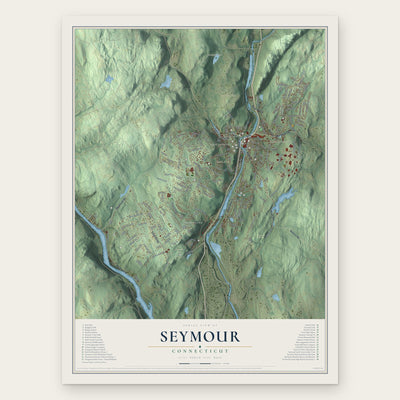 Seymour, Connecticut map print, the full design