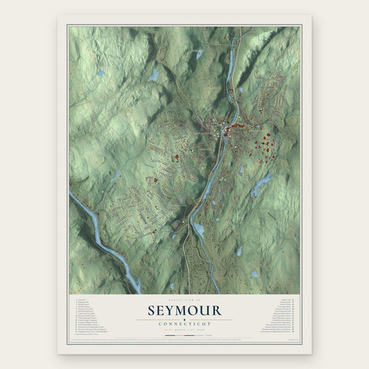 Seymour, Connecticut map print, the full design