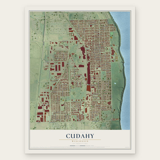 Cudahy, Wisconsin map print, the full design