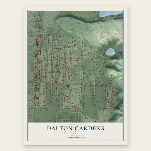 Dalton Gardens, Idaho map print, the full design