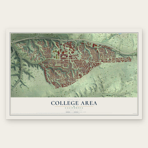 College Area, California map print, the full design