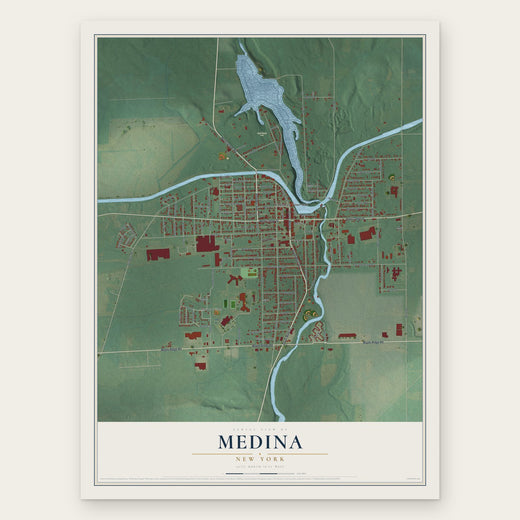 Medina, New York map print, the full design
