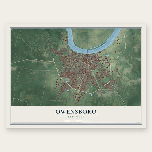 Owensboro, Kentucky map print, the full design