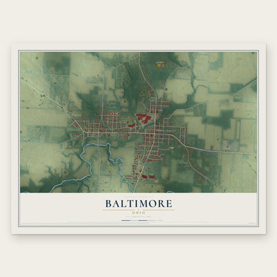 Baltimore, Ohio map print, the full design