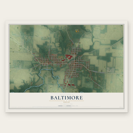 Baltimore, Ohio map print, the full design