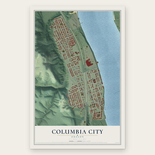 Columbia City, Oregon map print, the full design