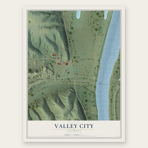Valley City, Illinois map print, the full design