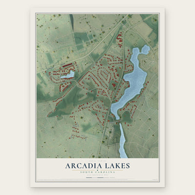 Arcadia Lakes, South Carolina map print, the full design