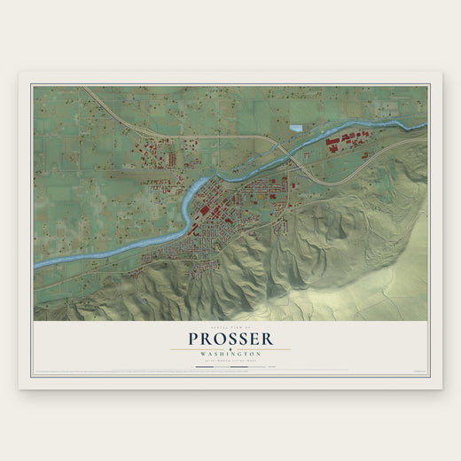 Prosser, Washington map print, the full design