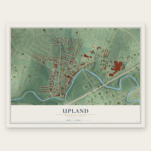 Upland, Pennsylvania map print, the full design