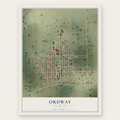Ordway, Colorado map print, the full design