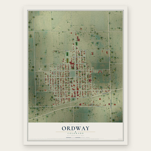 Ordway, Colorado map print, the full design