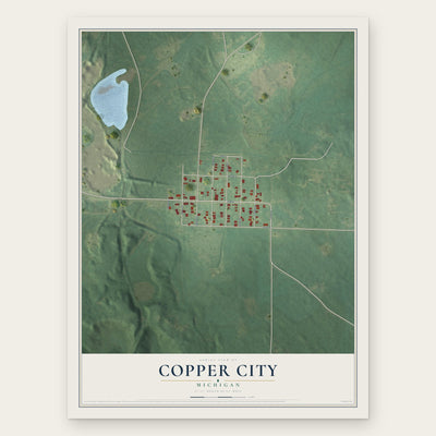 Copper City, Michigan map print, the full design