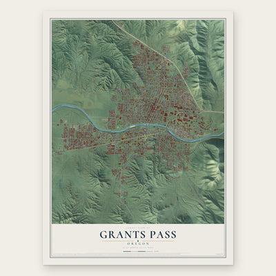Grants Pass, Oregon map print, the full design