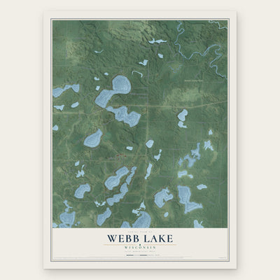 Webb Lake, Wisconsin map print, the full design