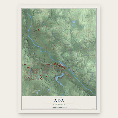 Ada, Michigan map print, the full design