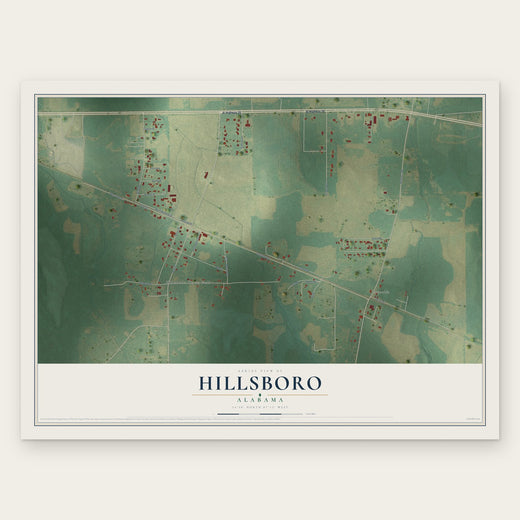 Hillsboro, Alabama map print, the full design