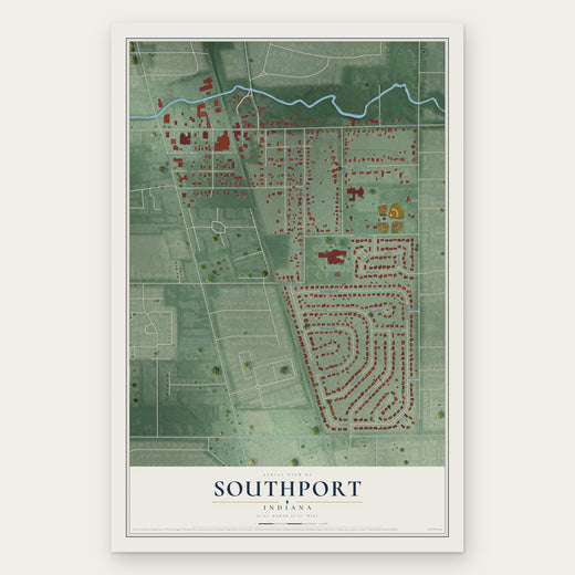Southport, Indiana map print, the full design