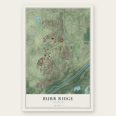 Burr Ridge, Illinois map print, the full design