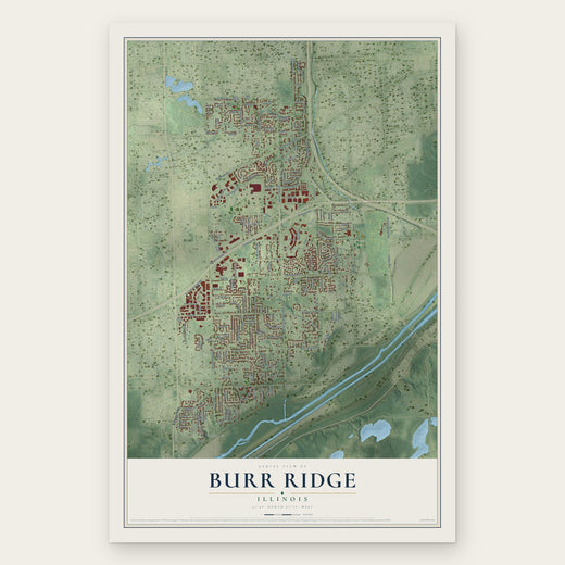 Burr Ridge, Illinois map print, the full design
