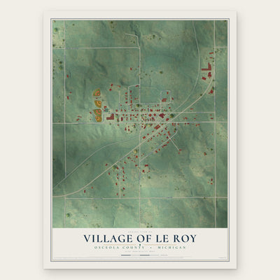 Le Roy, Michigan map print, the full design
