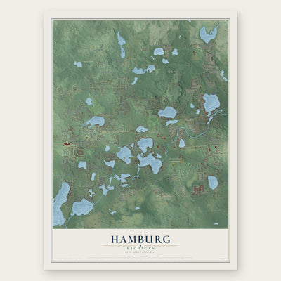 Hamburg, Michigan map print, the full design