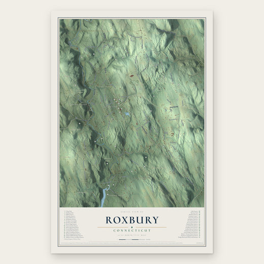 Roxbury, Connecticut map print, the full design