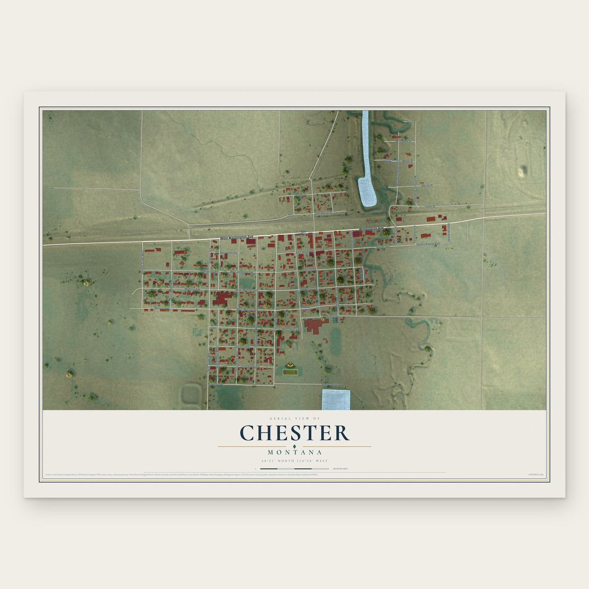 Chester, Montana map print, the full design