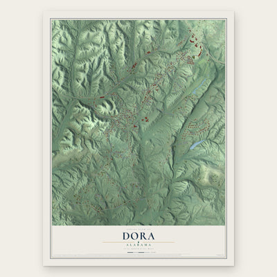 Dora, Alabama map print, the full design