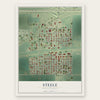 Steele, North Dakota map print, the full design