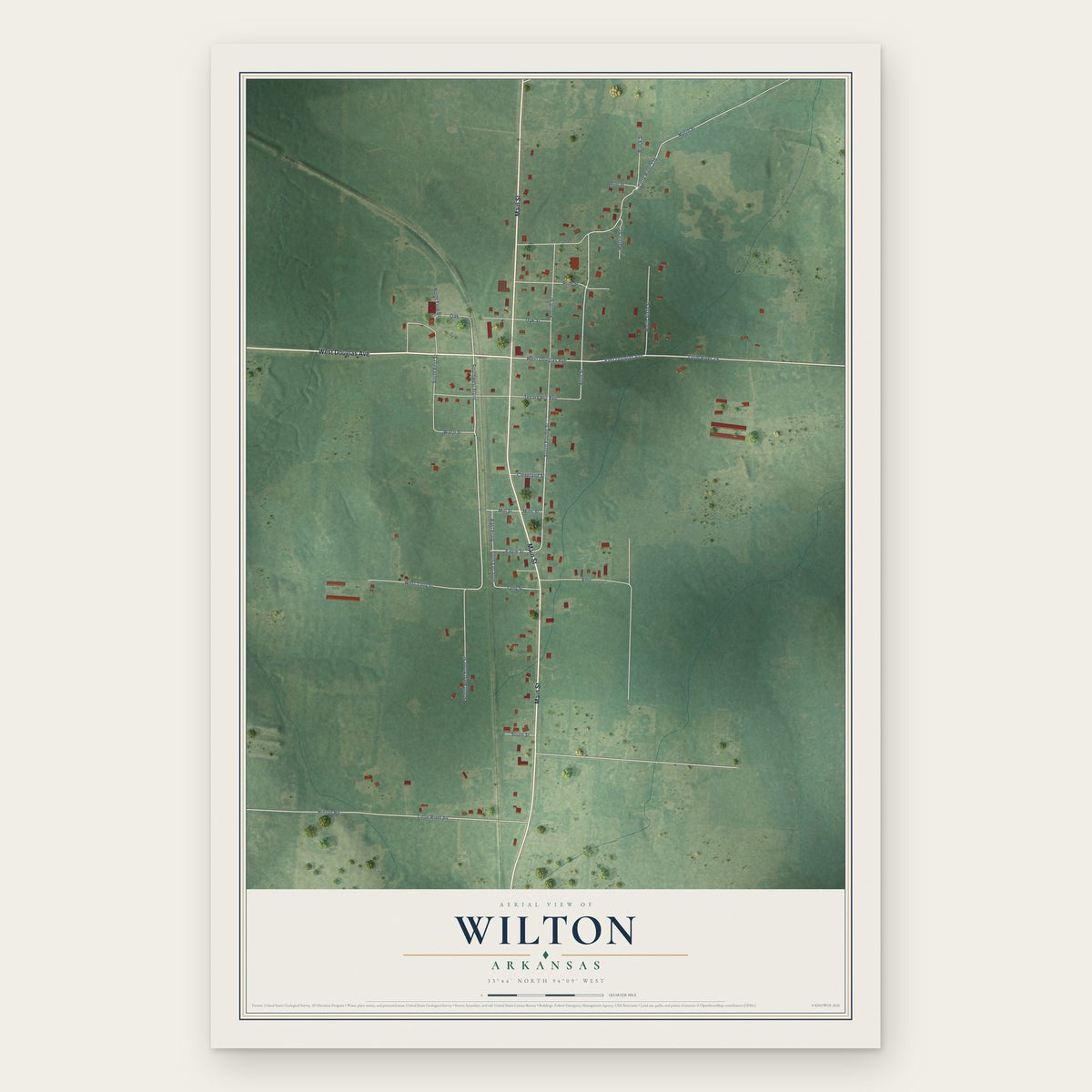 Wilton, Arkansas map print, the full design