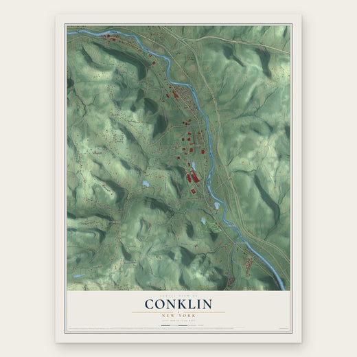 Conklin, New York map print, the full design