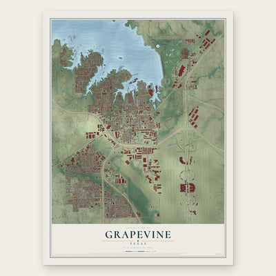 Grapevine, Texas map print, the full design