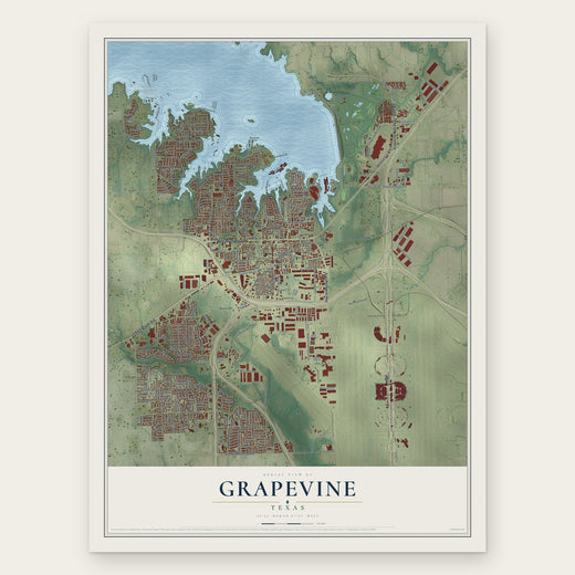 Grapevine, Texas map print, the full design