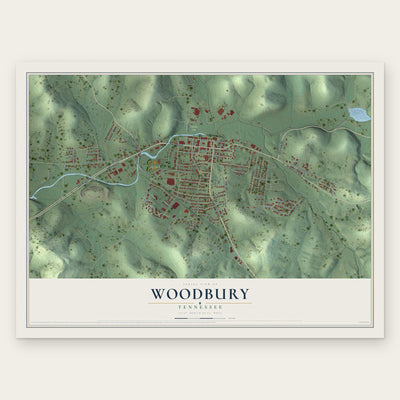 Woodbury, Tennessee map print, the full design