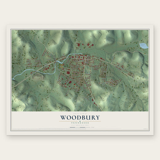 Woodbury, Tennessee map print, the full design