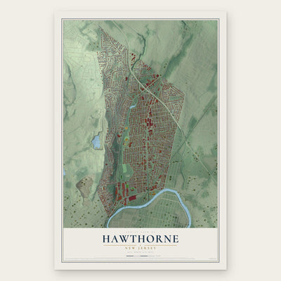 Hawthorne, New Jersey map print, the full design