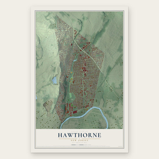 Hawthorne, New Jersey map print, the full design