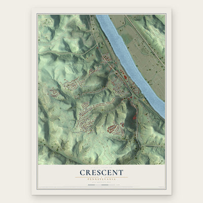 Crescent, Pennsylvania map print, the full design