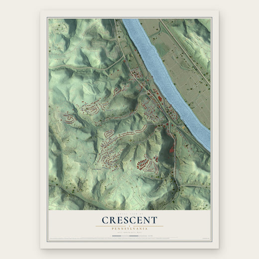 Crescent, Pennsylvania map print, the full design