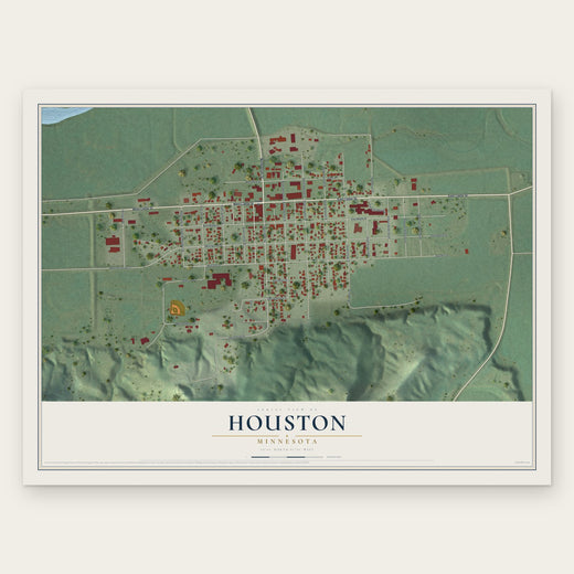 Houston, Minnesota map print, the full design