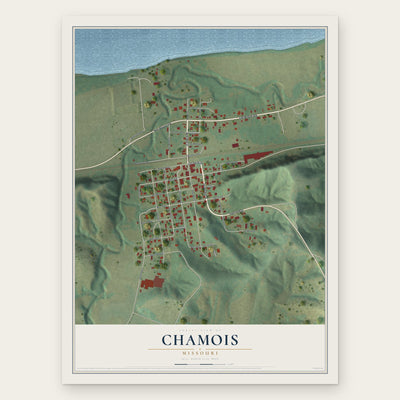 Chamois, Missouri map print, the full design